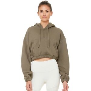 ALO Yoga Cropped Stadium Refresh Hoodie XS Olive Tree Green